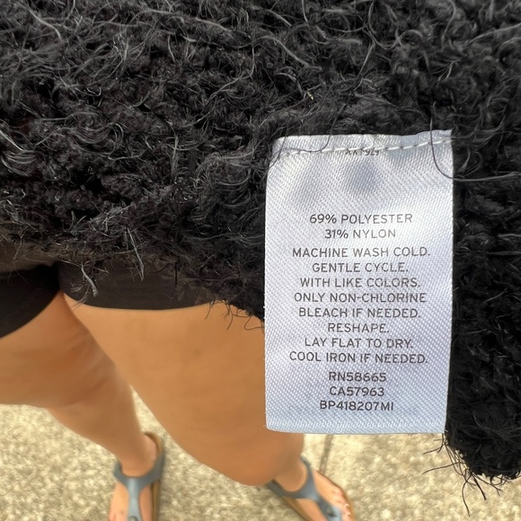 BP black Faux Fur [eyelash chenille] Fuzzy long-sleeve V-Neck sweater, worn Once - Picture 4 of 4